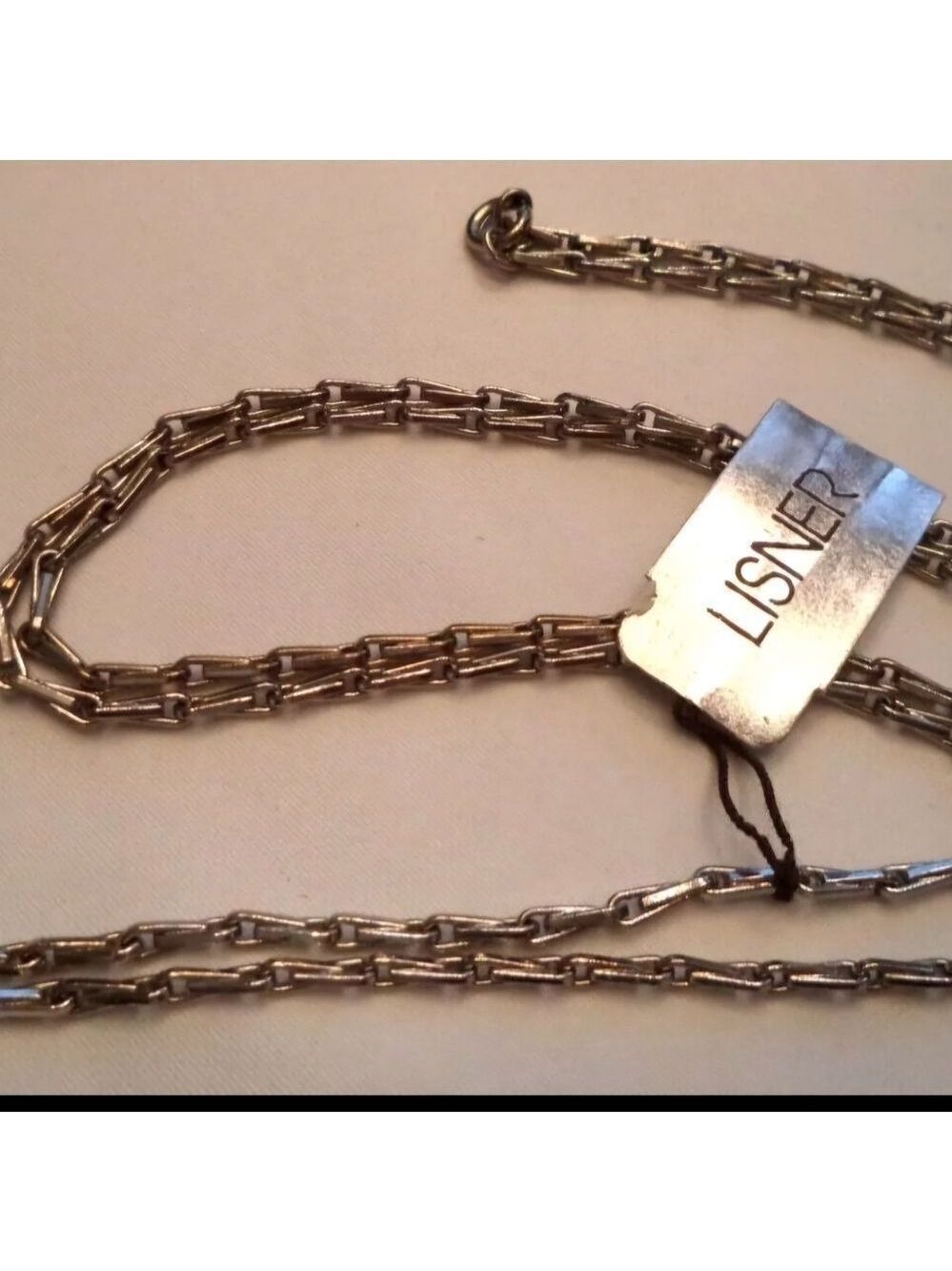 STUNNING VINTAGE ESTATE LISNER NOS NWT SILVER TONE 29" NECKLACE